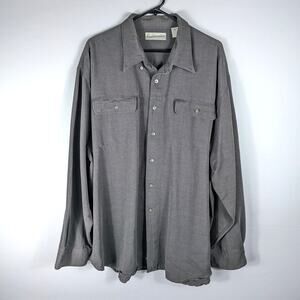 Fieldmaster 2XL Gray Rayon Linen Blend Long Sleeve Button Shirt Men’s Casual
